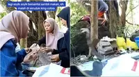 Lagi asyik santai sambil makan di bawah pohon, tiba-tiba diseruduk ular kobra. (Sumber: TikTok/@trb_p1990)