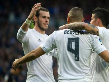Real Madrid meraih kemenangan 10-2 atas Rayo Vallecano di Santiago Bernabeu, Madrid, Minggu (20/12/2015) malam WIB. (AFP/Curto de la Torre)