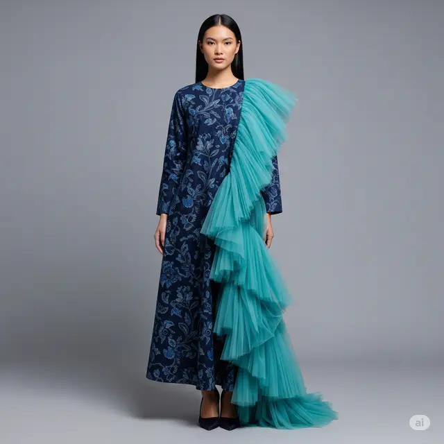 Dress Batik Kombinasi Tile Elegan 2025.
