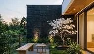 6 Ide Teras Rumah dengan Tabebuya Mini dan Batu Alam, Bikin Fasad Hunian Makin Asri dan Elegan
