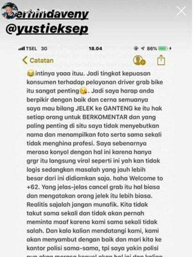 cewek cancel orderan karena driver jelek