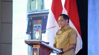 Menteri Dalam Negeri (Mendagri) Muhammad Tito Karnavian pada Rapat Koordinasi Nasional (Rakornas) Posyandu Tahun 2025 di Mercure Convention Center Ancol, Jakarta, Senin (22/9/2025).