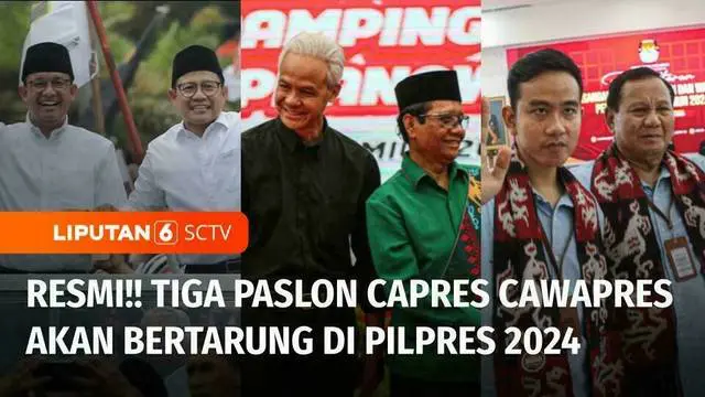 Komisi Pemilihan Umum atau KPU telah menetapkan tiga pasangan Calon Presiden dan Wakil Presiden untuk Pilpres 2024. Penetapan Capres-Cawapres tersebut diumumkan usai KPU melakukan rapat pleno secara tertutup, Senin (13/11) sore.