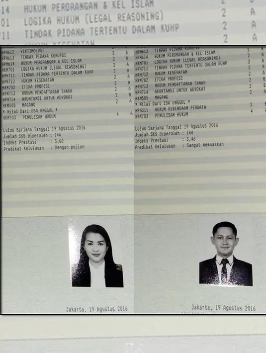 Penyanyi dangdut kelahiran Banyuwangi, 29 tahun itu menyandang gelar Sarjana Hukum. Dari nilai yang juga diunggah, ia mendapatkan Indeks Prestasi Kumulatif (IPK) lebih tinggi dibanding sang suami. (Instagram/fitricarlina)