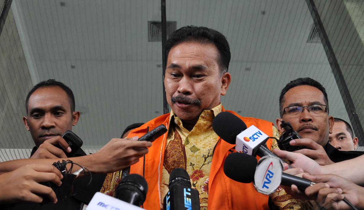 Bonaran Situmeang ditetapkan sebagai tersangka oleh KPK terkait kasus dugaan suap terhadap Akil Mochtar dalam pengurusan Pilkada Tapanuli Tengah. (Liputan6.com/Miftahul Hayat)  