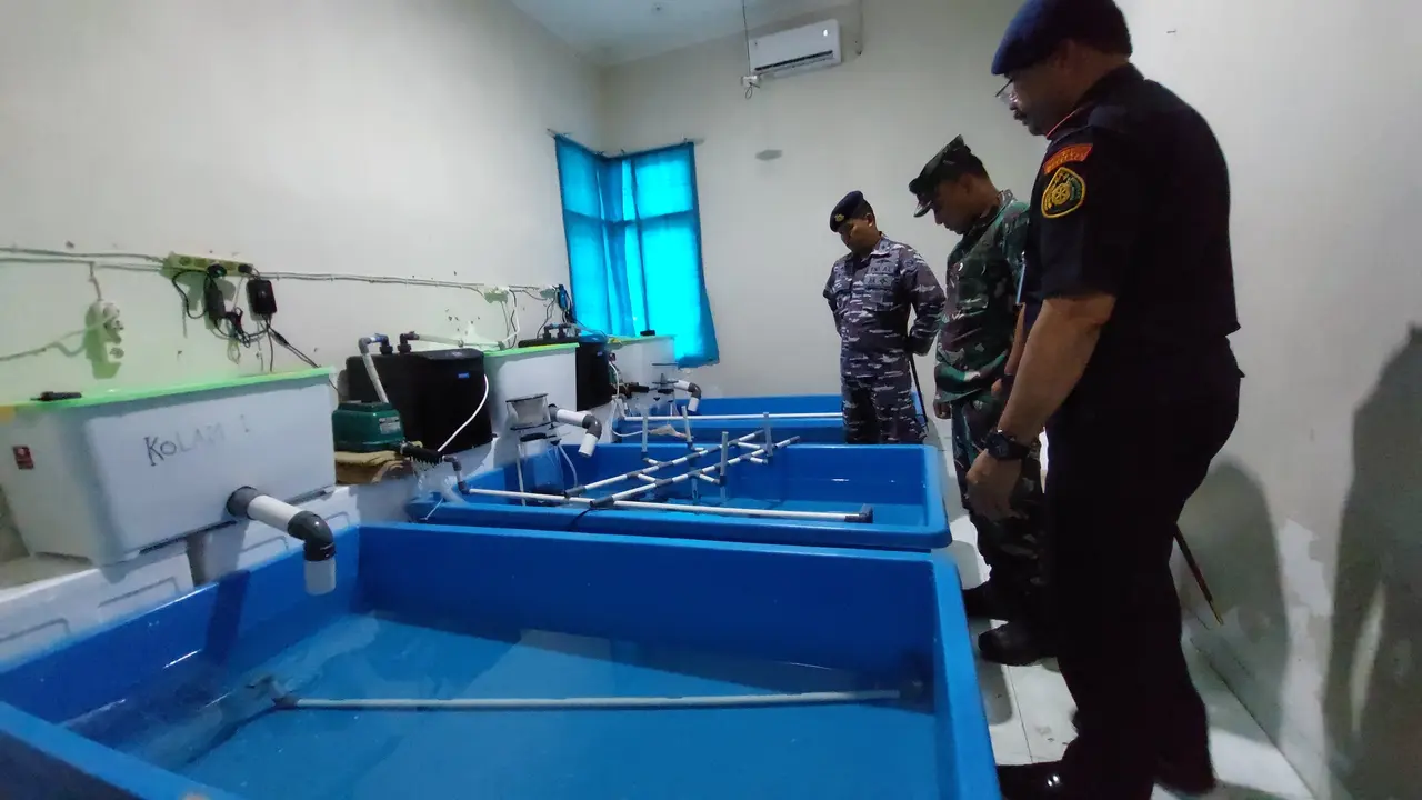 Rumah di Bandar Lampung yang dijadikan sebagai tempat penampungan benih lobster digrebek Tim gabungan. Foto : (Liputan6.com/Ardi).