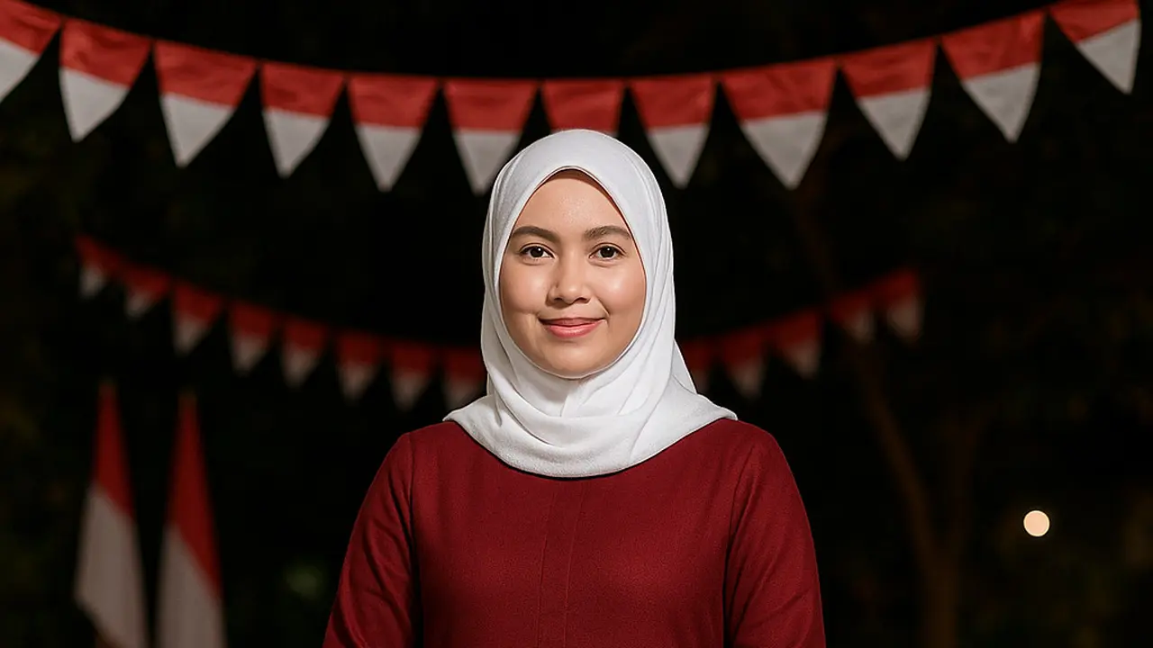 Model Gamis Simple untuk Acara Tirakatan 17-an (Foto: ChatGPT)