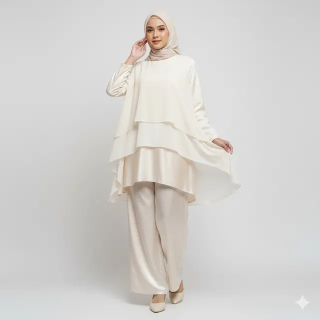 Inspirasi Gamis Tunik Kombinasi Celana Kulot Terbaru. Gemini