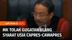 Mahkamah Konstitusi menggelar sidang putusan gugatan ulang terhadap syarat usia capres-cawapres pada Rabu siang. Dalam amar putusannya, Majelis Hakim MK menolak gugatan tersebut.