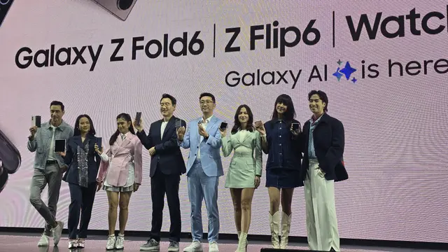 Peluncuran Samsung Galaxy Z Fold6 dan Galaxy Z Flip6 beserta ekosistemnya, mulai dari Galaxy Buds3 Series dan Galaxy Watch 7 Series. Liputan6.com/ Agustin Setyo Wardani