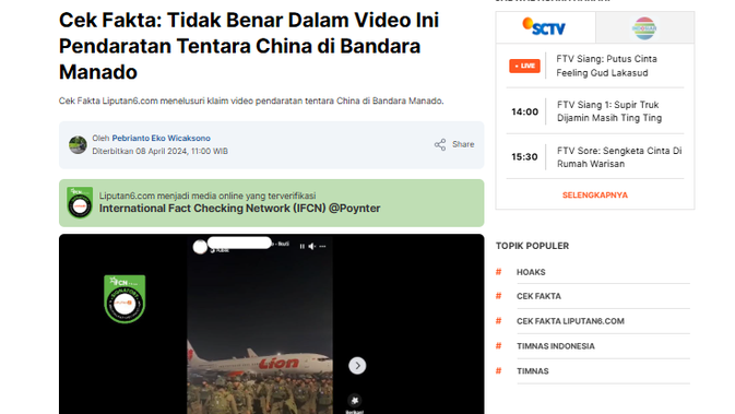 Penelusuran klaim foto tentara China mendarat di Bandara Sam Ratulangi Manado