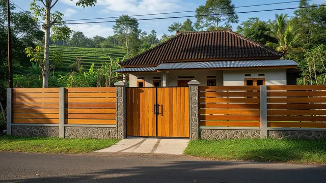 Pagar Kayu Horizontal Bergaya Modern