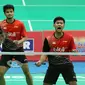 Ganda putra Anggra Pratama/Ricky Karanda Suwardi menjadi penentu kemenangan Tim Kualifikasi Piala Thomas Indonesia atas Taiwan di Gachibowli Stadium, Hyderabad, India, Rabu malam (17/12/2016). (Liputan6.com/Humas PP PBSI)