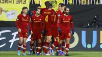 AS Roma melaju ke semifinal Europa Conference League 2021/2022 usai melibas Bodo/Glimt 4-0 di Stadio Olimpico, Jumat (15/4/2022). (AFP/Mats Torbergsen)