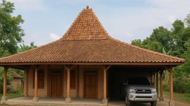 Rumah Sederhana di Kampung dengan Garasi (Foto: ChatGPT)