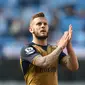 Pemain Arsenal, Jack Wilshere menempati urutan keempat pemain pilihan fans Manchester City dengan suara sebanyak 10%. (AFP/Paul Ellis)