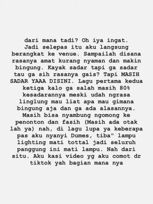 Setelah itu ia mulai merasa linglung. Meski tak sepenuhnya 'hilang', ia mulai merasakan keanehan. [Instagram/happy_asmara77]