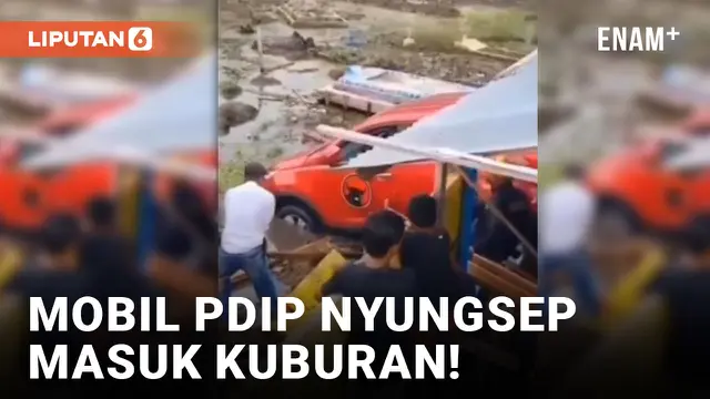 Mobil Operasional PDIP di Meranti Riau Nyungsep ke Area Pemakaman