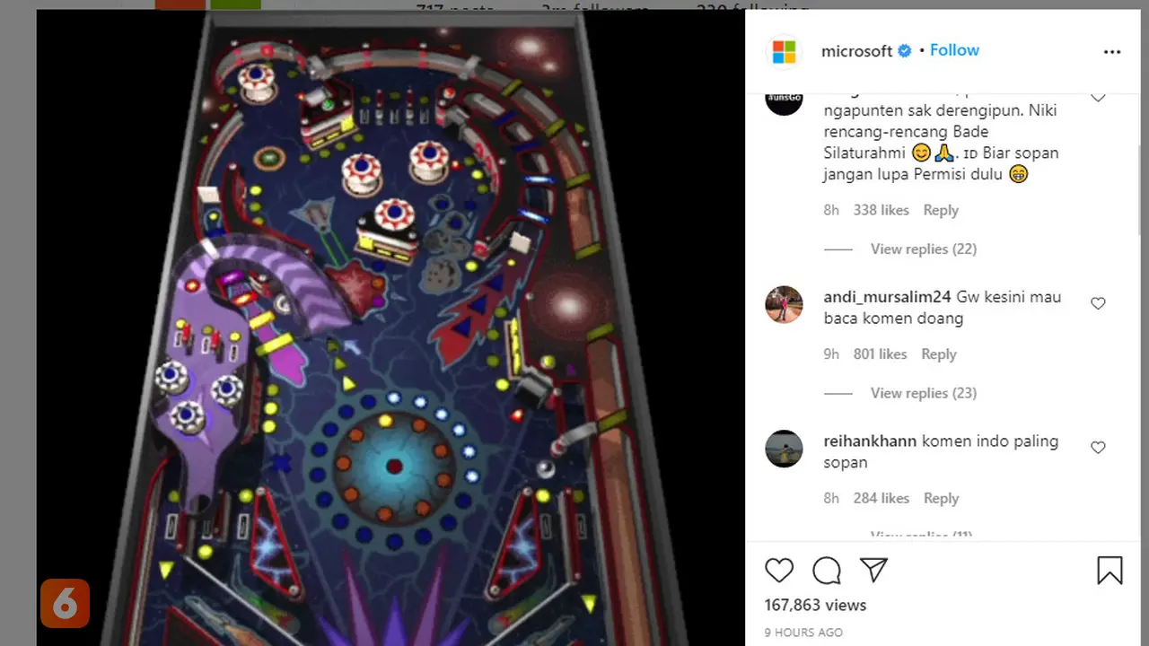 Warganet Indonesia membanjiri kolom komentar Instagram Microsoft