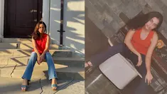 Cinta Kuya mengunggah beberapa potret dirinya tak memakai kacamata. Di antara foto tersebut, ada dua foto Astrid Kuya saat masih muda. Cinta tampak memakai baju merah, bak meniru gaya yang dikenakan Astrid di foto lawasnya. (Liputan6.com/IG/@cintakuya)