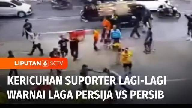 Tak terima timnya ditahan imbang melawan Persib Bandung, ratusan suporter Persija berbuat onar di dalam dan luar Stadion Patriot Candrabhaga, Kota Bekasi, Jawa Barat.