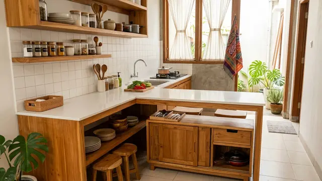 Inspirasi Dapur Cantik untuk Rumah Kecil yang Tidak Membutuhkan Banyak Perabotan (AI Generated)