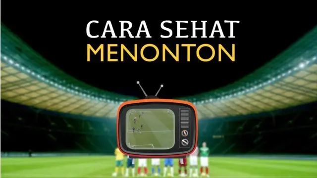 Video motion grafis mengenai tips tetap sehat menonton siaran langsung sepak bola dari layar televisi.