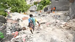 Gempa berkekuatan 4,9 skala Richter terjadi di departemen Grand'Anse yang terisolasi hampir 300 km (185 mil) barat Port-au-Prince, pada kedalaman 10 km yang relatif dangkal, menurut Survei Geologi AS. (AFP/Richard Pierrin)