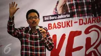 Calon wakil gubernur DKI Jakarta, Djarot Saiful Hidayat, menanggapi hasil Lingkaran Survei Indonesia (LSI) Denny JA