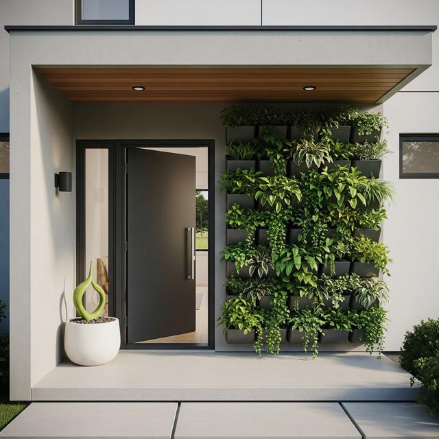 Desain Teras Kecil dengan Taman Vertikal