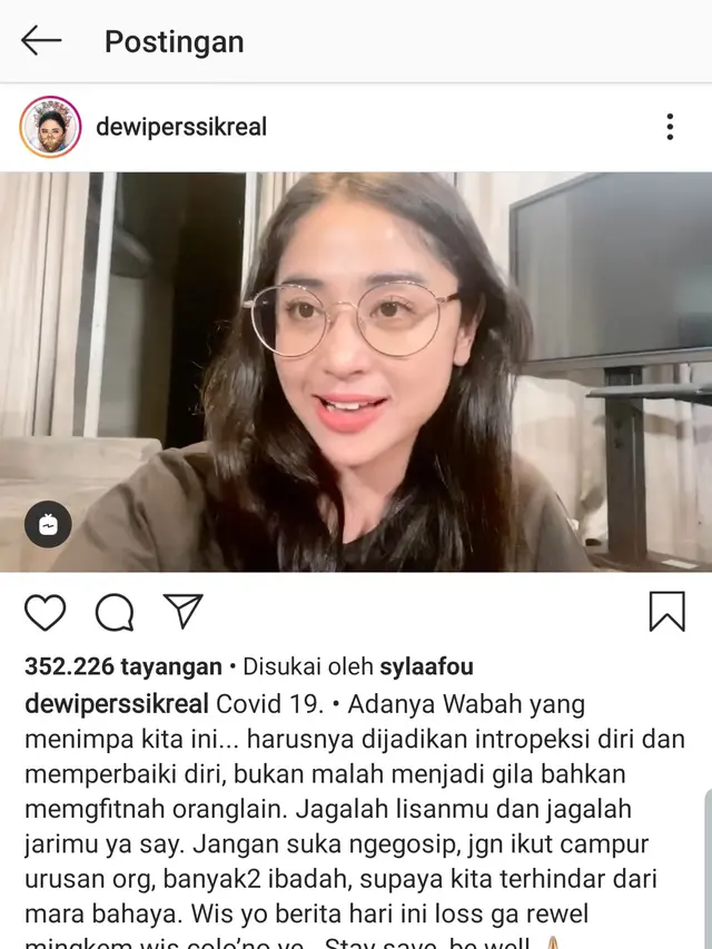 Unggahan Dewi Perssik. (Foto: Instagram @dewiperssikreal)