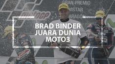 Video pebalap asal Afrika Selatan, Brad Binder, akhirnya berhasil meraih titel juara dunia Moto3 setelah menjalani 6 musim.