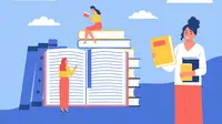 Ilustrasi buku, daftar pustaka. (Photo created by macrovector on www.freepik.com)