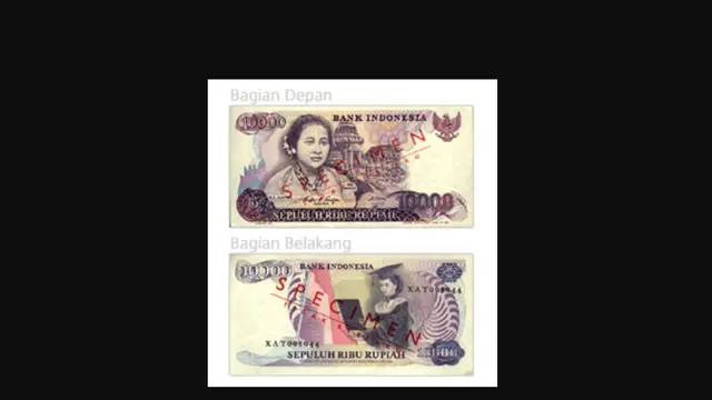 Uang kertas pecahan Rp 10.000 Tahun Emisi 1985. Dok BI