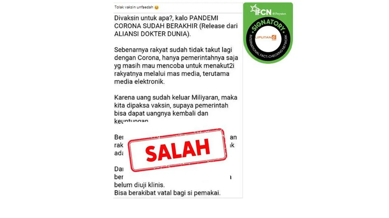 Cek Fakta Vaksin Covid-19 Unfaedah