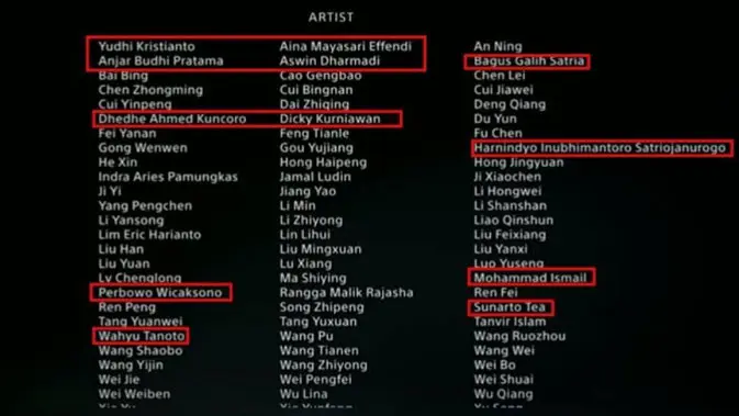 Nama-nama orang Indonesia lain yang ikutan dalam pengambangan gim God of War. (Doc: Istimewa)