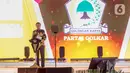 "Dan ingat mulai dari sekarang yang kita pegang betul nanti jika menang jangan jemawa, jika kalah juga jangan murka," kata Jokowi dalam sambutannya. (Liputan6.com/Angga Yuniar)