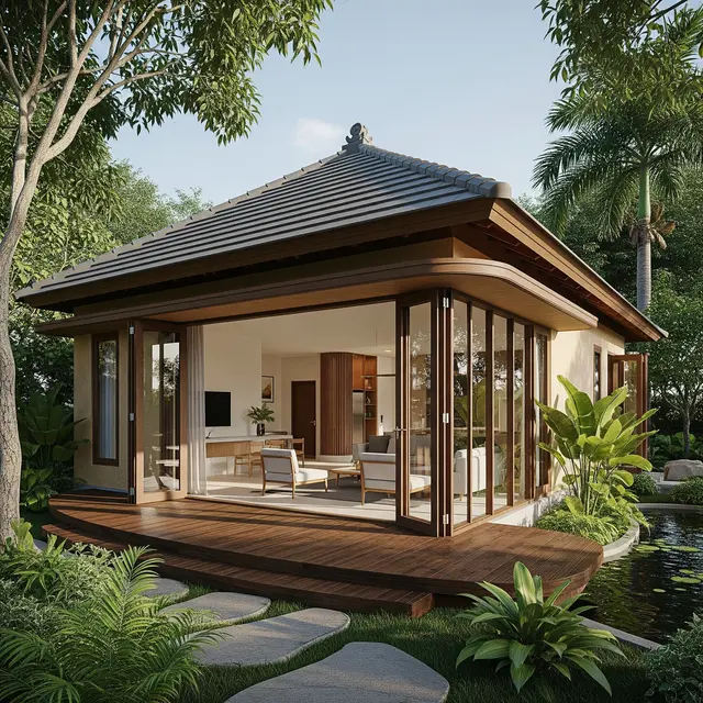 Model Rumah Kecil Tapi Terasa Luas dengan Pintu Kaca Lipat