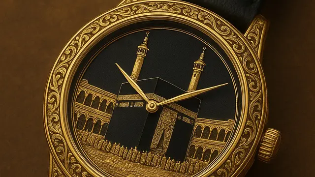 Jam Tangan Islami dengan Aksen Emas (ChatGPT AI)