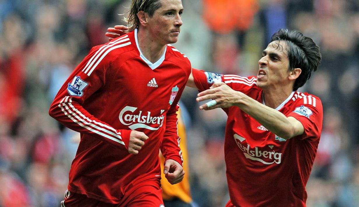 2. Fernando Torres - Kecemerlangan kapten muda Atl Madrid saat itu, Torres membuat Liverpool kepincut. Mahar 34 juta pound digelontorkan demi membawa Torres ke Anfield. (AFP/Paul Ellis)