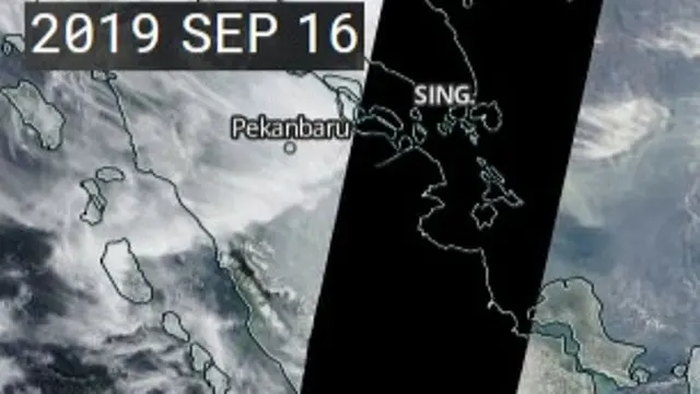 Pantauan satelit BMKG yang terlihat ada garis hitam atau blank area di Provinsi Riau.