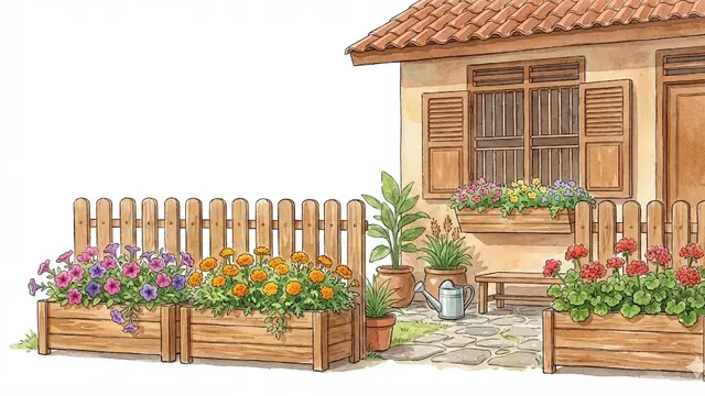 Penataan Bunga dalam Kotak Kayu (Planter Box) (Gemini AI)
