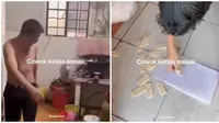 6 Potret Cowok Masak Sambil Lari hingga Barang Berjatuhan Ini Bikin Ngakak