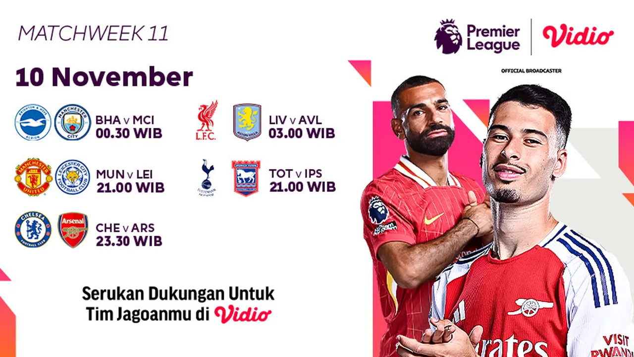 Jadwal Liga Inggris 2024/2025 Matchweek 11