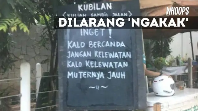 Kreativitas tergambar di pangkalan ojek di kawasan Setiabudi, Jakarta Pusat. Kumpulan kalimat yang terpampang akan mengundang tawa