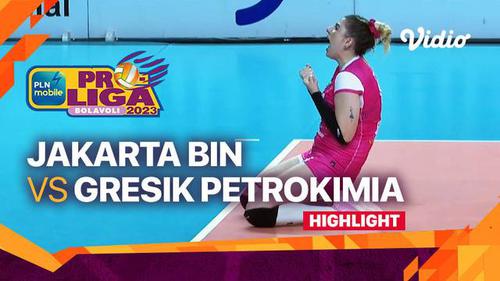 VIDEO: Kalahkan Gresik Petrokimia Pupuk Indonesia, Jakarta BIN Buka Peluang ke Grand Final PLN Mobile Proliga 2023