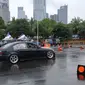 Dirlantas Polda Metro Jaya mengadakan acara sosialisasi tentang balapan, dan drifting dalam acara Millennial Road Safety Festival 2019. (Arief Aszhari/Liputan6.com)