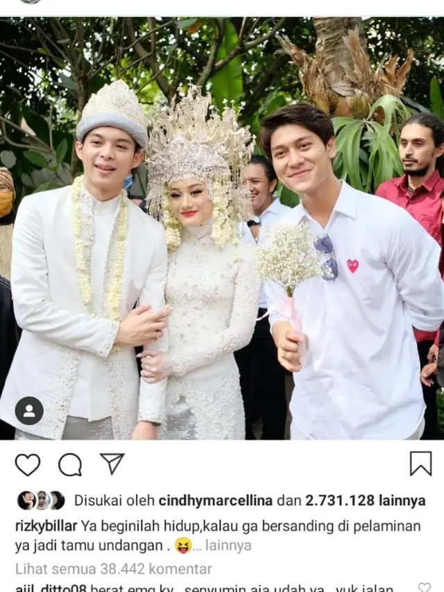 Unggahan Rizky Billar di pernikahan Dinda Hauw. (Instagram/ rizkybillar)
