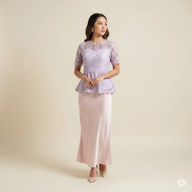 7 Inspirasi Blouse Brokat Floral Modifikasi Peplum untuk Tampilan Elegan dan Modern.