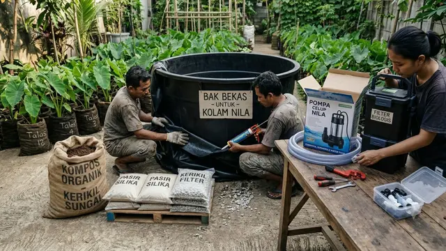 Cara Membuat Kolam Nila dari Bak Bekas di Pekarangan Rumah. Gemini